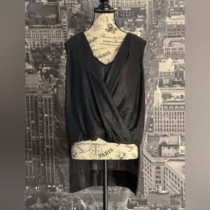 BCBGMAXAZRIA Black Draped High-Low Top